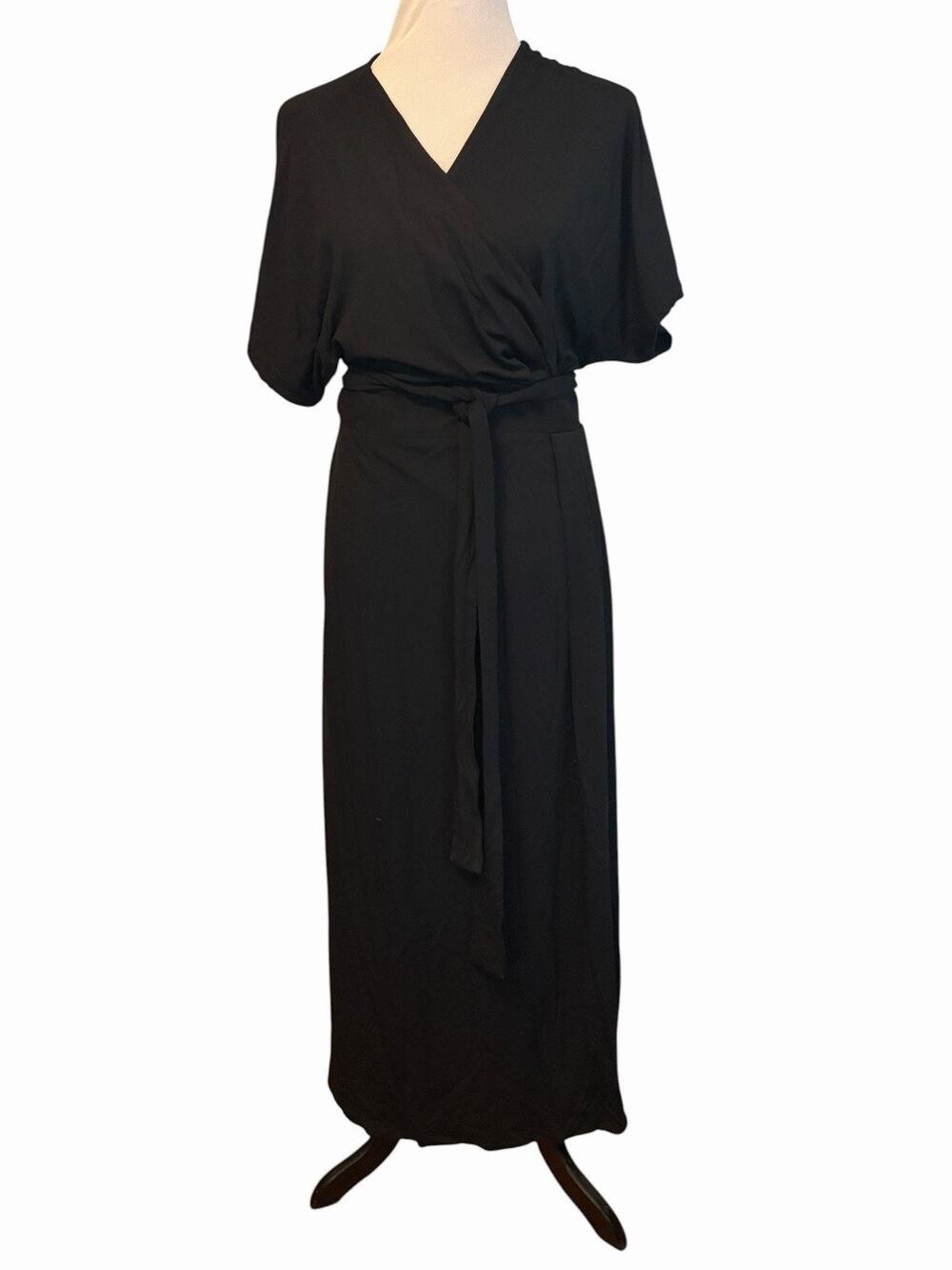 NWT Ruti The Long Wrap Dress •XL•Black Jersey Half Sleeve Maxi $269